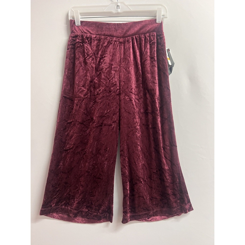 Pants  sz small Red Crop‎ Wide Velvet Velour NWT